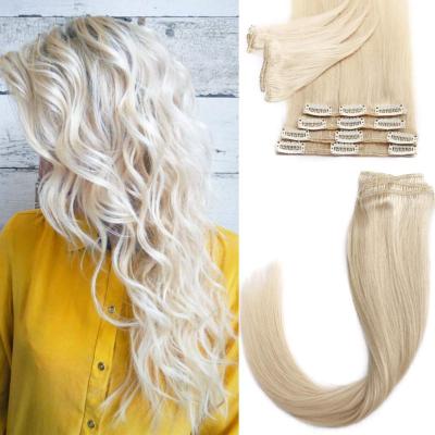 Extension blond platine à clips synthétique