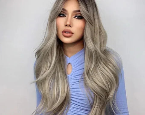 Extension cheveux gris foncé